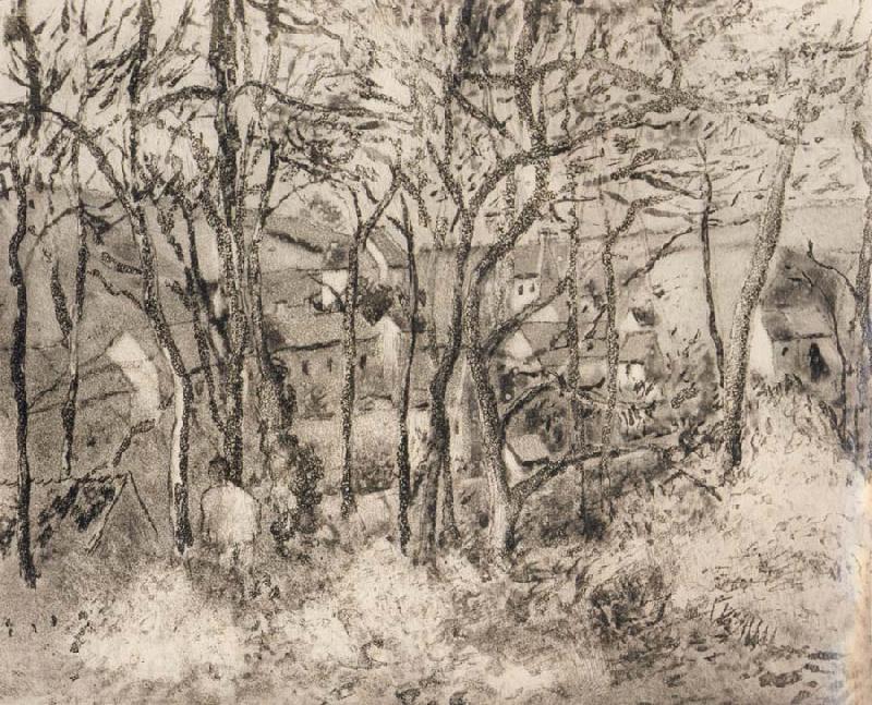 Camille Pissarro Wooded landscape at L-Hermitage,Pontoise